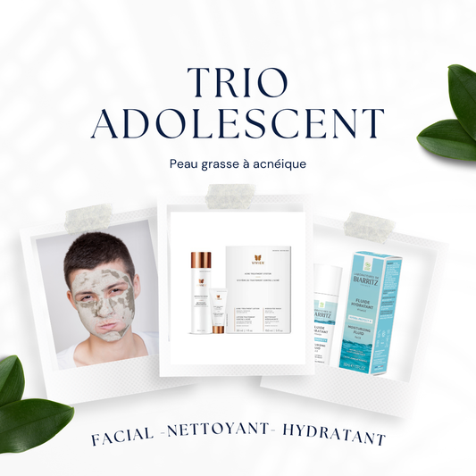 Trio adolescents peau grasse à acneïque